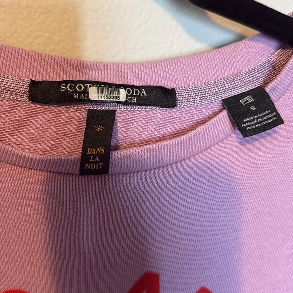 Scotch & Soda Lavender Get Up and Go Crewneck Palmtrew Womens Small EUC Travel - Picture 3 of 9